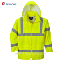 China al por mayor diseño personalizado con capucha Hola Vis ANSI chaqueta de lluvia impermeable alta visibilidad reflectante seguridad trabajadores Hood impermeable